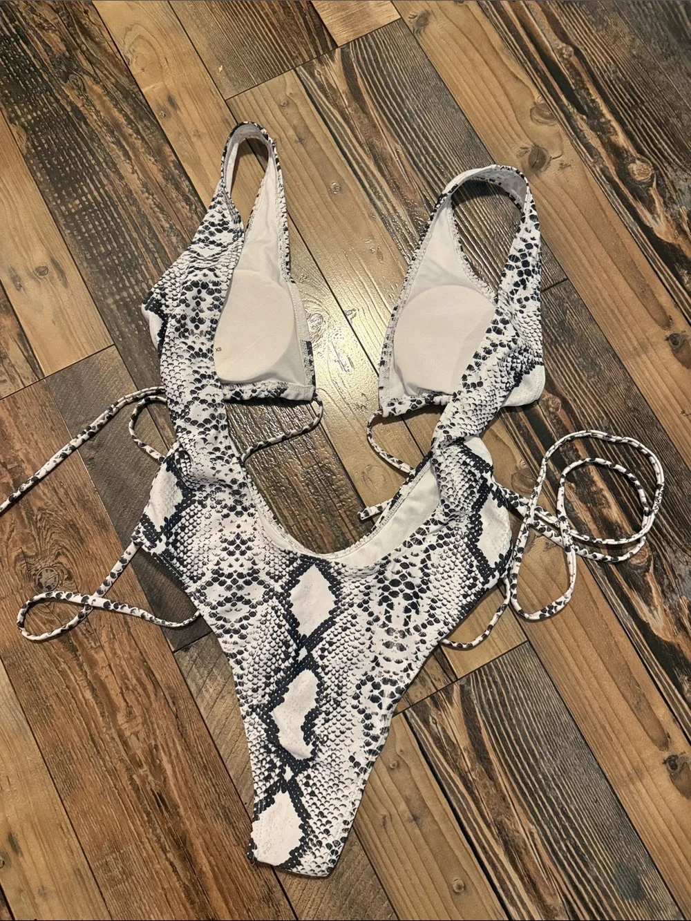 Cheeky White & Black Snake Print One-Piece Swimsuit